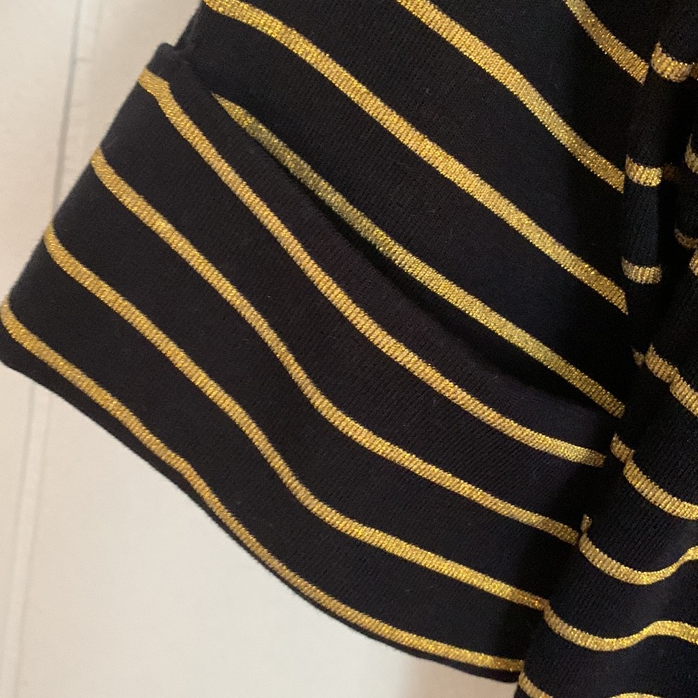 🖤Lauren Ralph Lauren Boat Neck Top Black w/ Gold Sparkling Stripes Cotton NEW🖤 - Picture 9 of 12